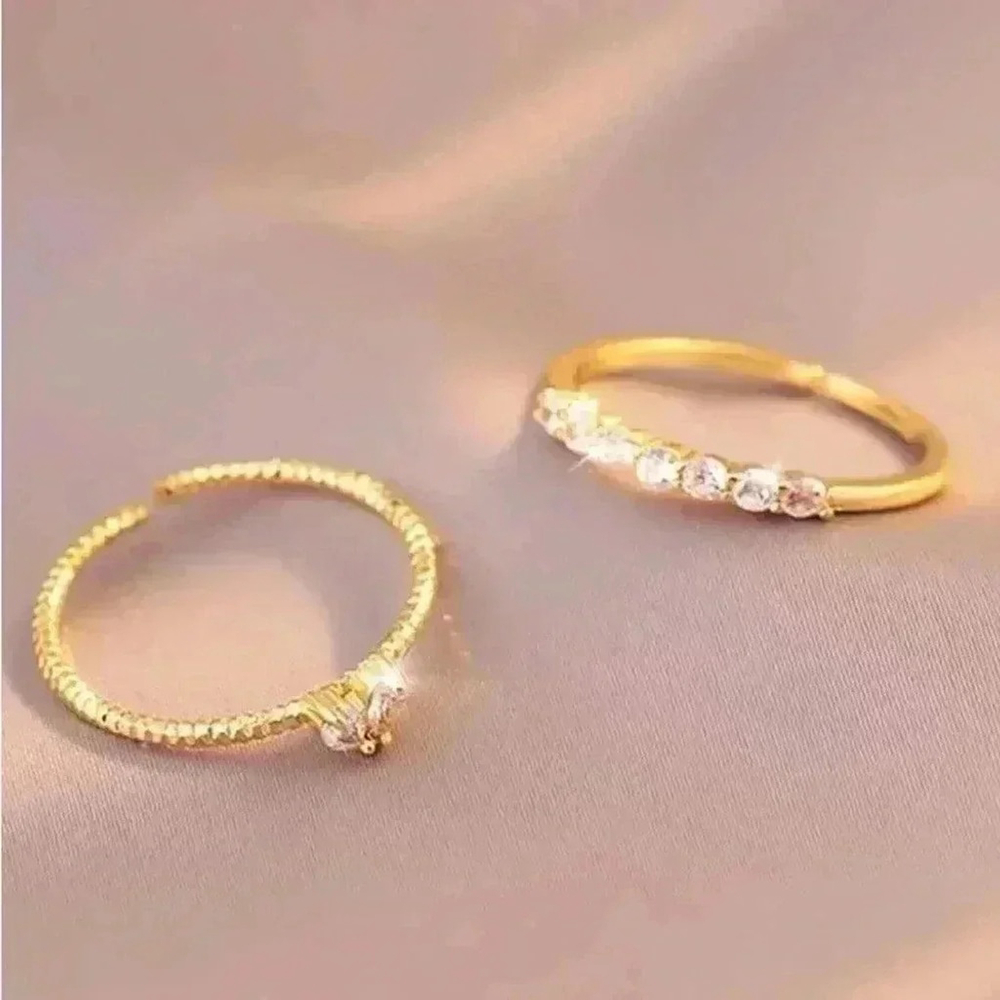 ⚠️Clearance 2 PCs Cubic Zirconia Heart Decor Ring